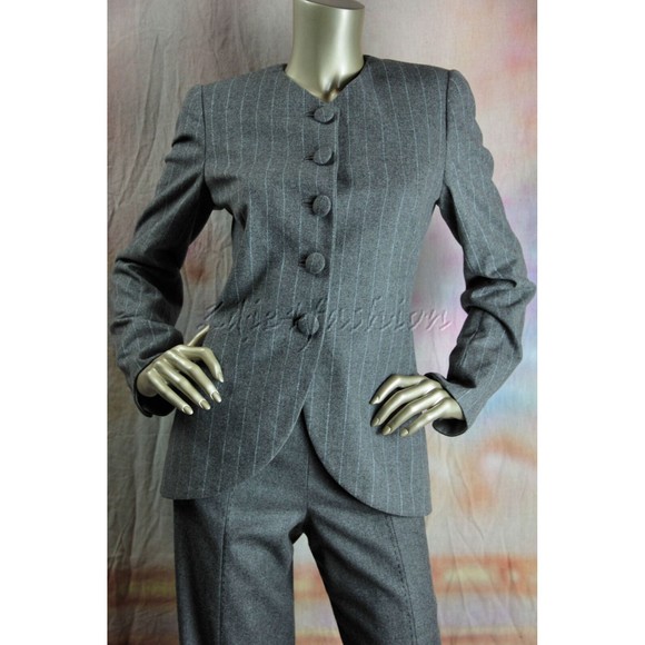 $2925 New GIORGIO ARMANI Gray Pin Stripe Wool Jacket 10 - Picture 2 of 7